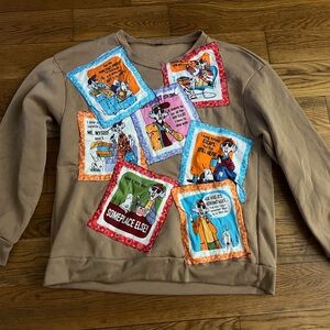 Upcycled, Handmade Sweatshirt with Cartoon Patches